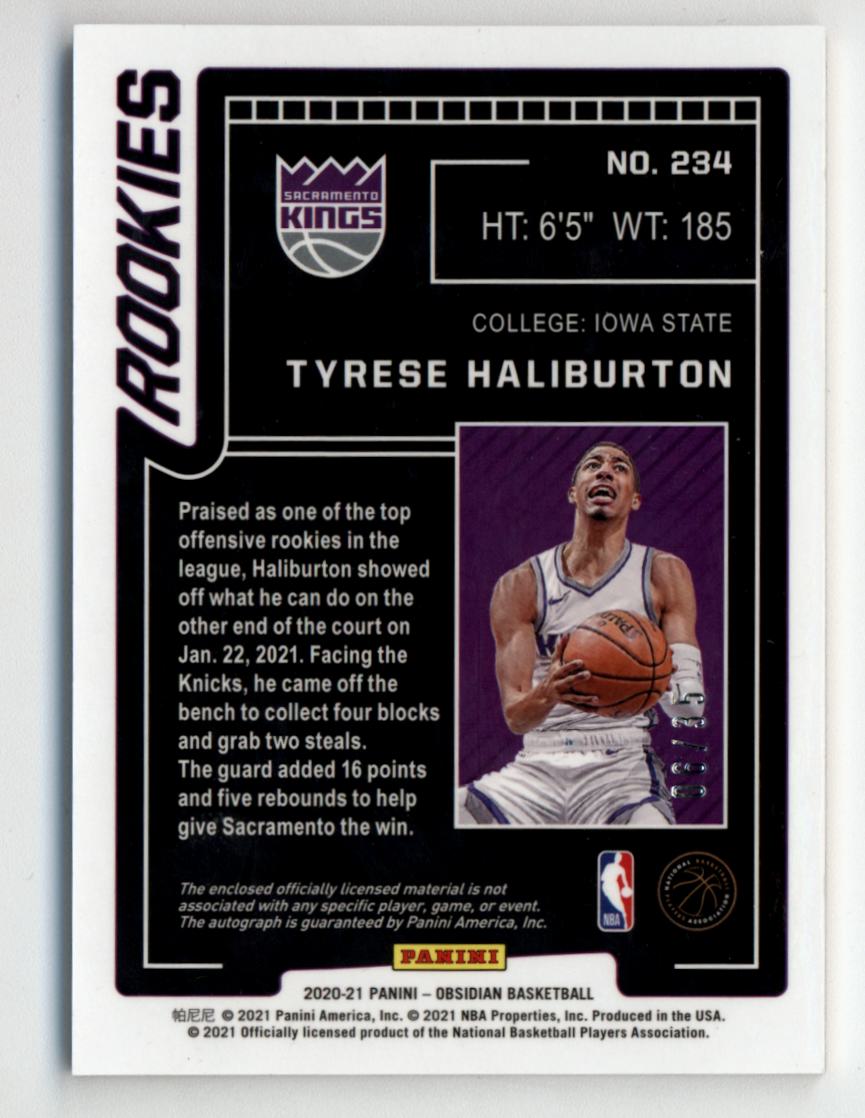 Tyrese Haliburton 2020-21 Obsidian Orange Relic Auto 06/35