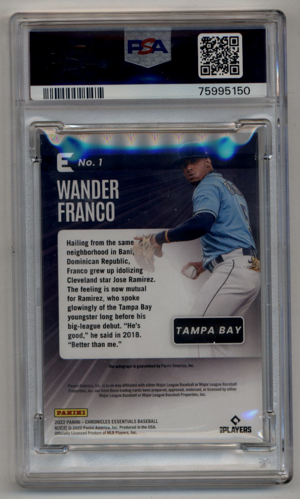 Wander Franco 2022 Chronicles Essentials Auto PSA 10 Gem Mint