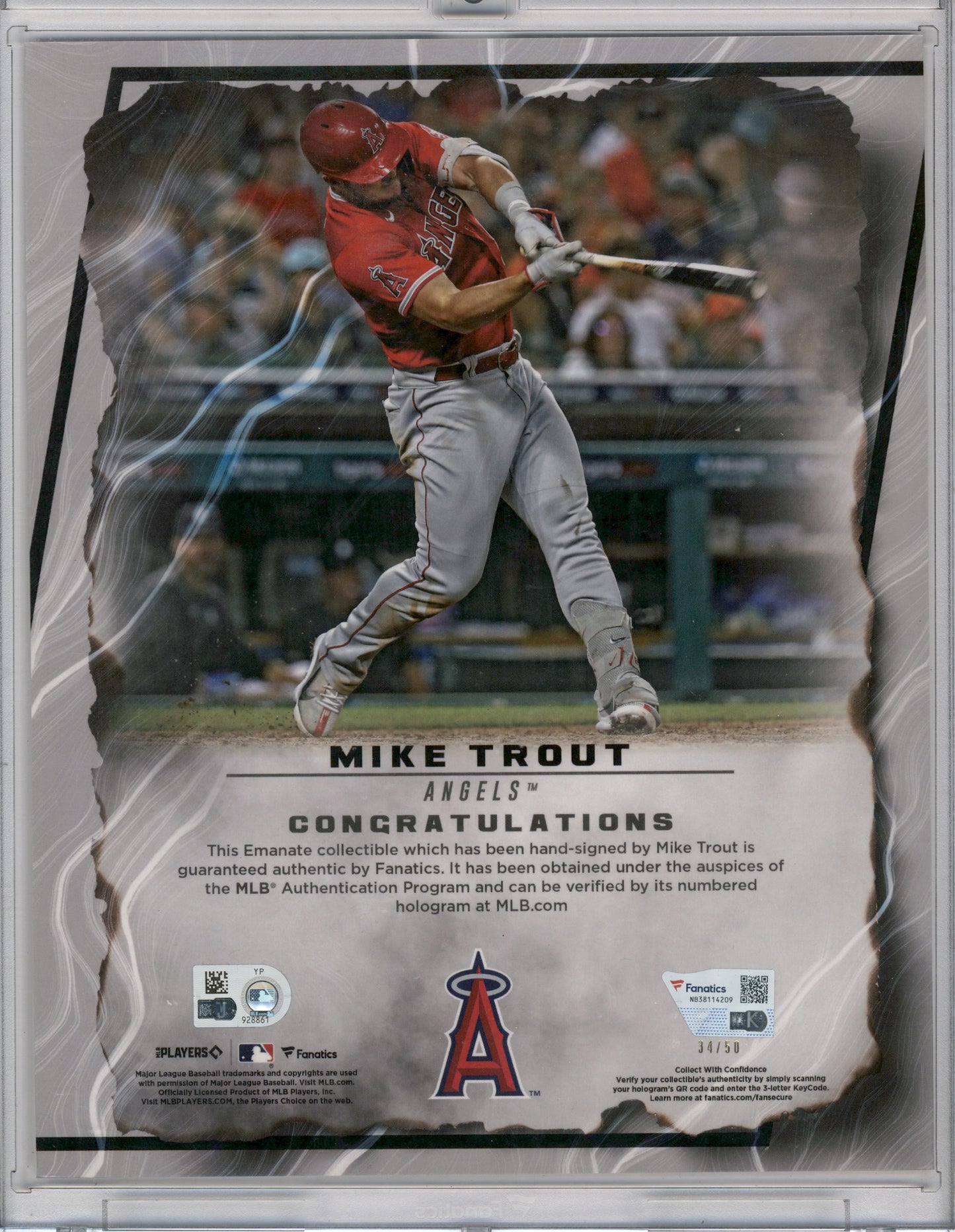 Mike Trout 2024 Fanatics Under Wraps Emanate Photo 34/50 Fanatics Authentication #NB38114209