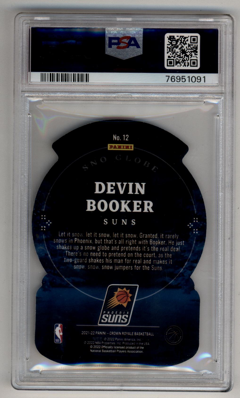 Devin Booker 2021-22 Crown Royale Sno Globe Asia Gold 04/10 PSA 10 Gem Mint