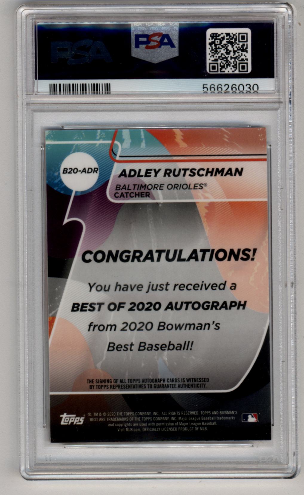 Adley Rutschman 2020 Bowman's Best Best of 2020 Autos PSA 10 Gem Mint 6030