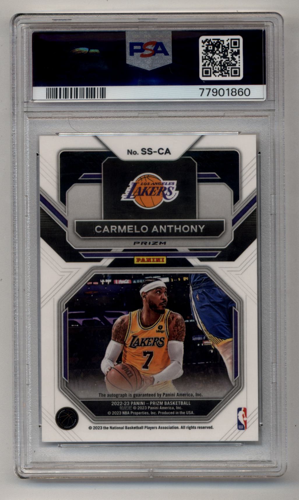Carmelo Anthony 2022-23 Prizm Sensational Signature Silver Auto PSA 10 Gem Mint
