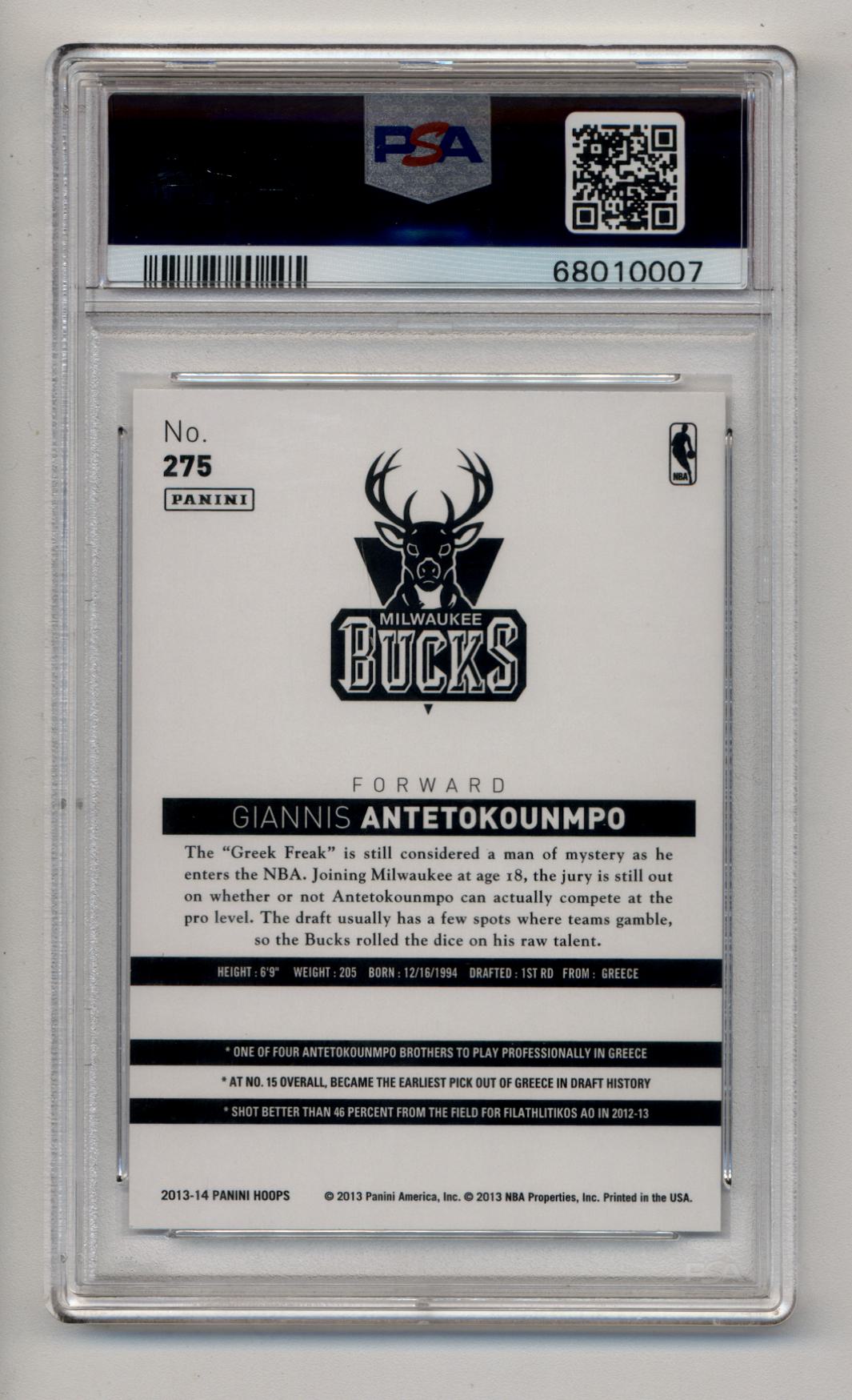 Giannis Antetokounmpo 2013-14 Hoops #275 PSA 10 Gem Mint 0007