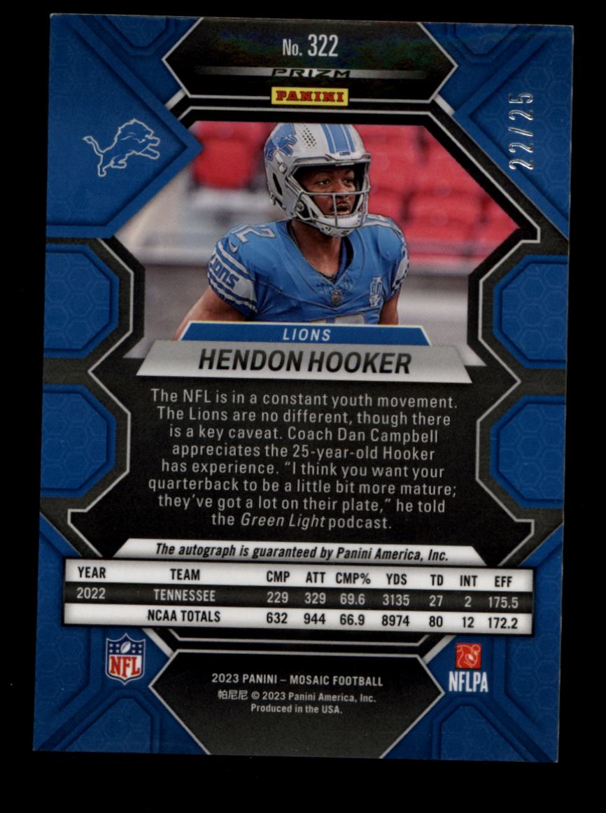 Hendon Hooker 2023 Mosaic White Auto #322 22/25