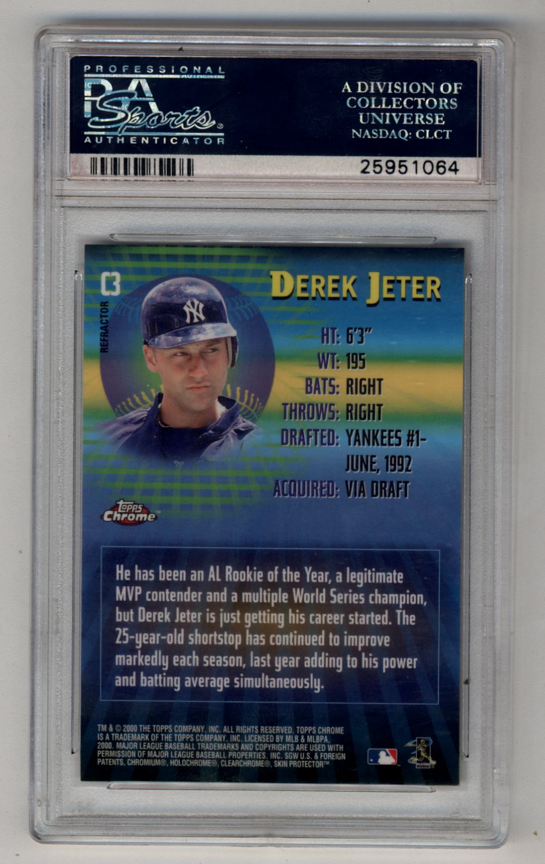 Derek Jeter 2000 Topps Chrome 21st Century Refractor PSA 10 Gem Mint