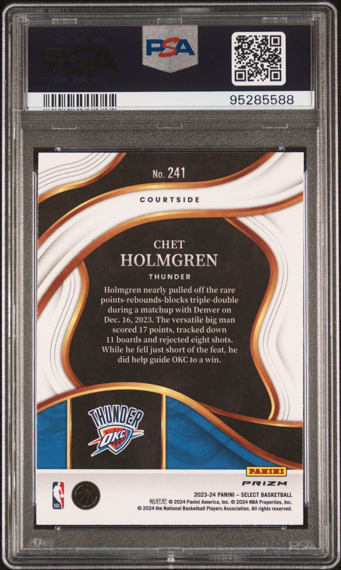 Chet Holmgren 2023 Panini Select #241 Elephant Prizm PSA 10 Gem Mint