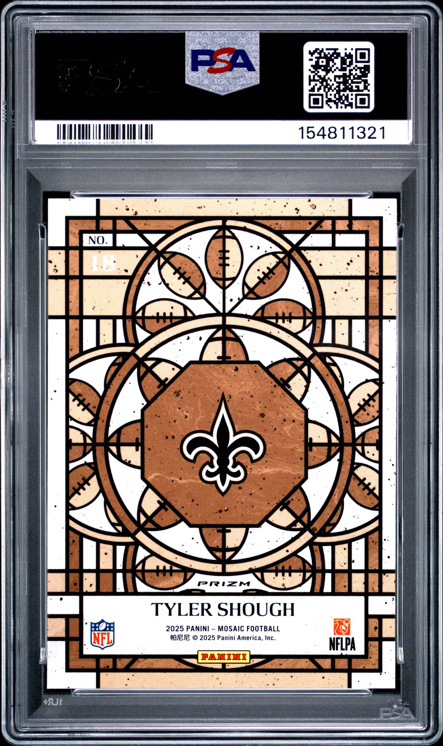 Tyler Shough 2025 Panini Mosaic Stained Glass Rookie PSA 10 Gem Mint 1321