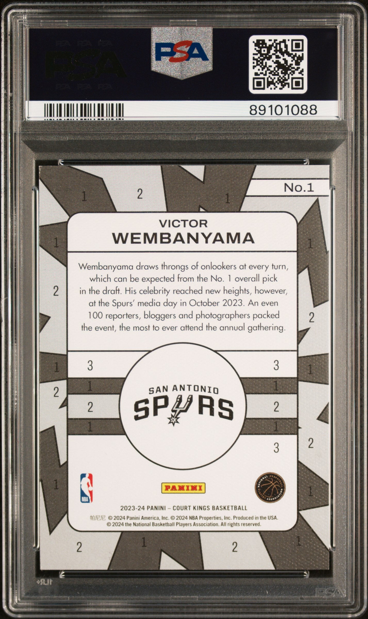 Victor Wembanyama 2023 Panini Court Kings Paint by Numbers PSA 9 Mint