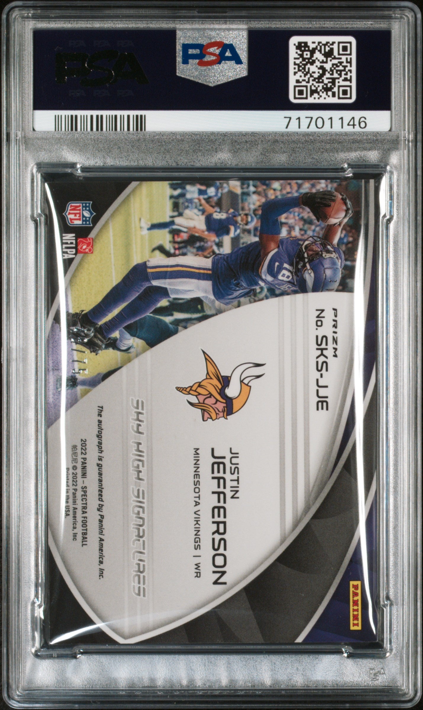 Justin Jefferson 2022 Panini Spectra Sky High Signatures #48/75 PSA 9 Mint