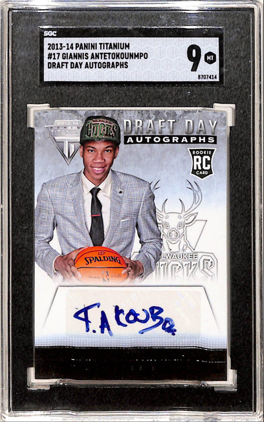 Giannis Antetokoumnpo 2013 Panini Titanium Draft Day Rookie Auto SGC 9 Mint