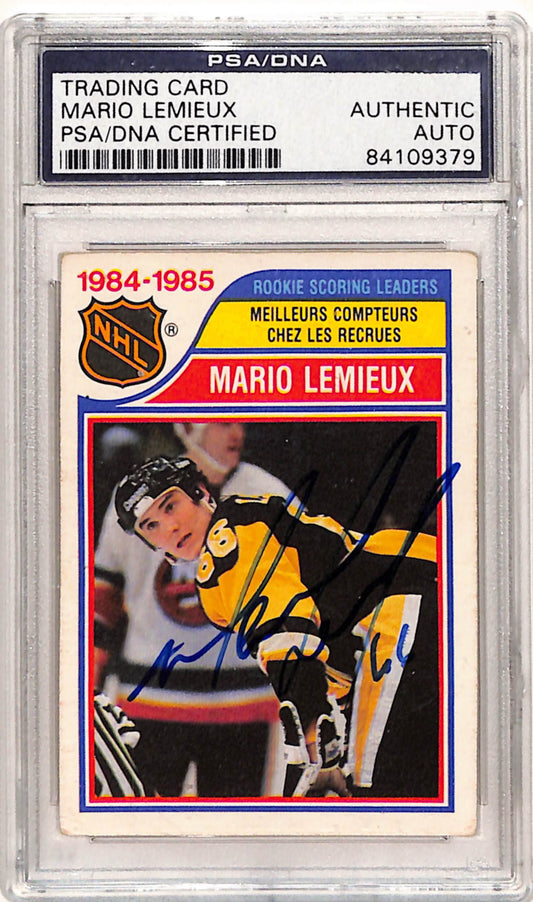 Mario Lemieux 1985 O-Pee-Chee Rookie Auto PSA Authentic