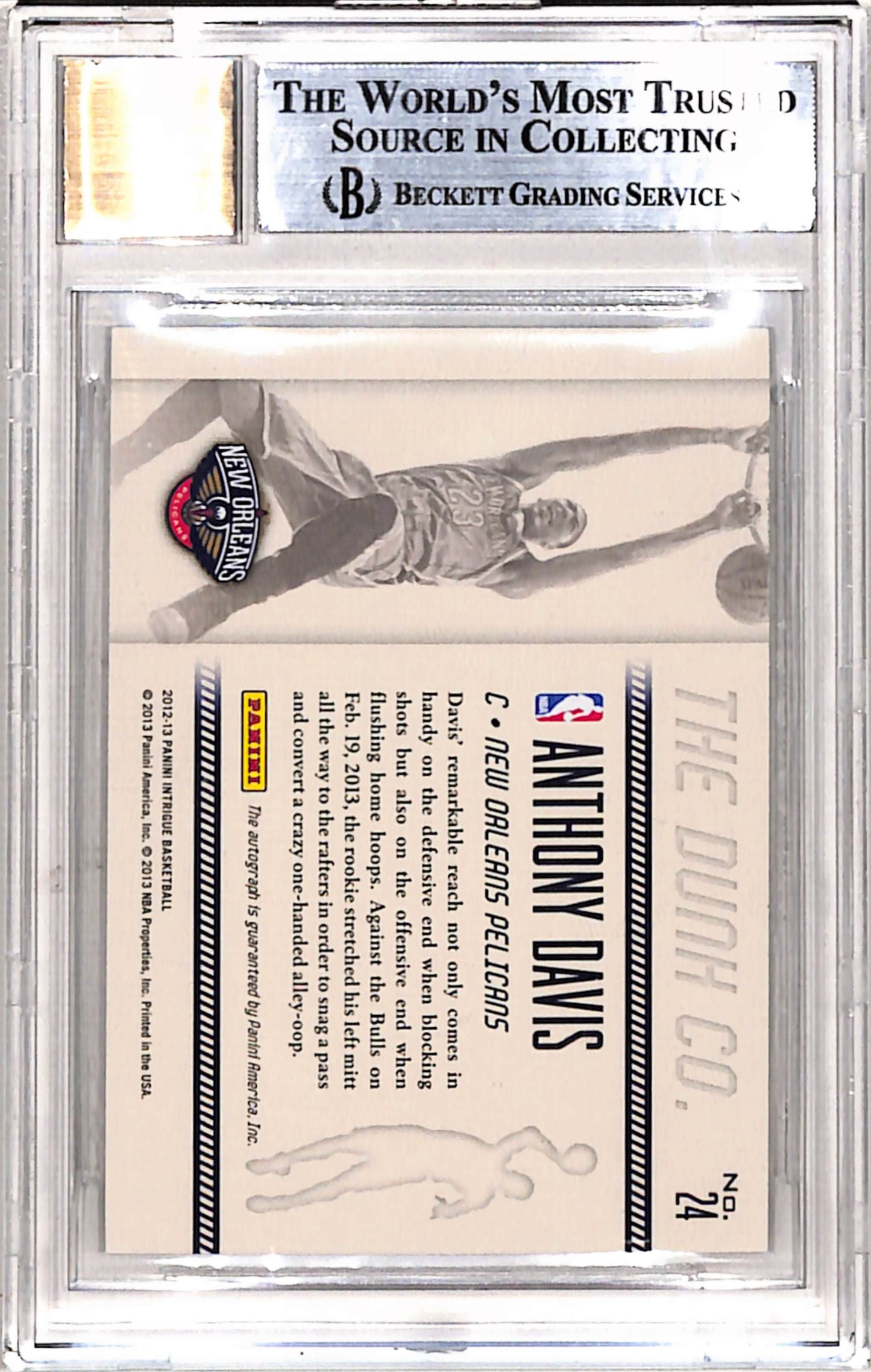 Anthony Davis 2012 Panini Intrigue Dunk Company Gold Auto #9/10 BGS 9 Auto 10