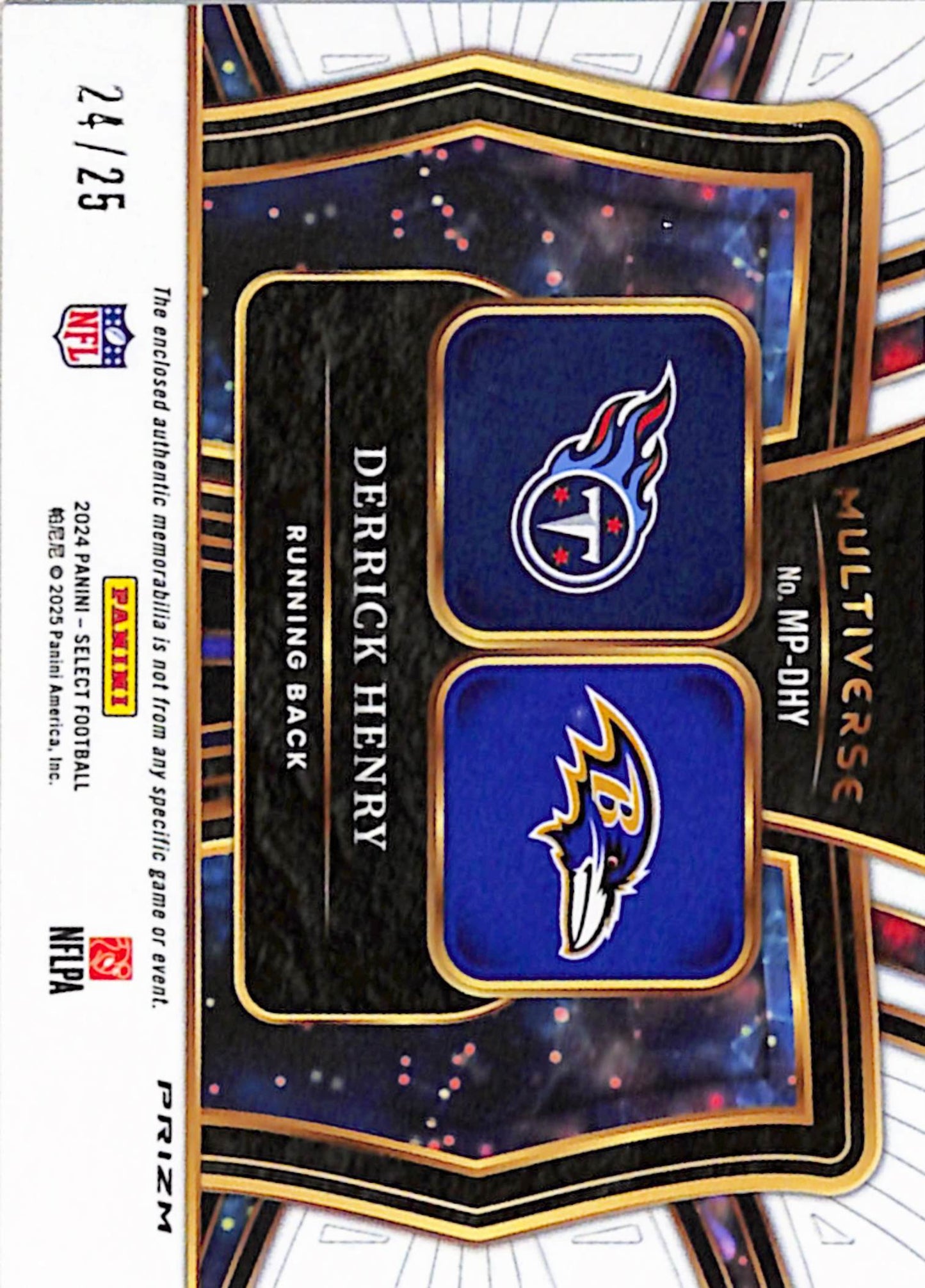 Derrick Henry 2024 Panini Select Multiverse Tie-Dye Dual Patch #24/25