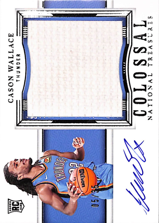 Cason Wallace 2023 Panini National Treasure Basketball Colossal Rookie Jersey Auto #5/35