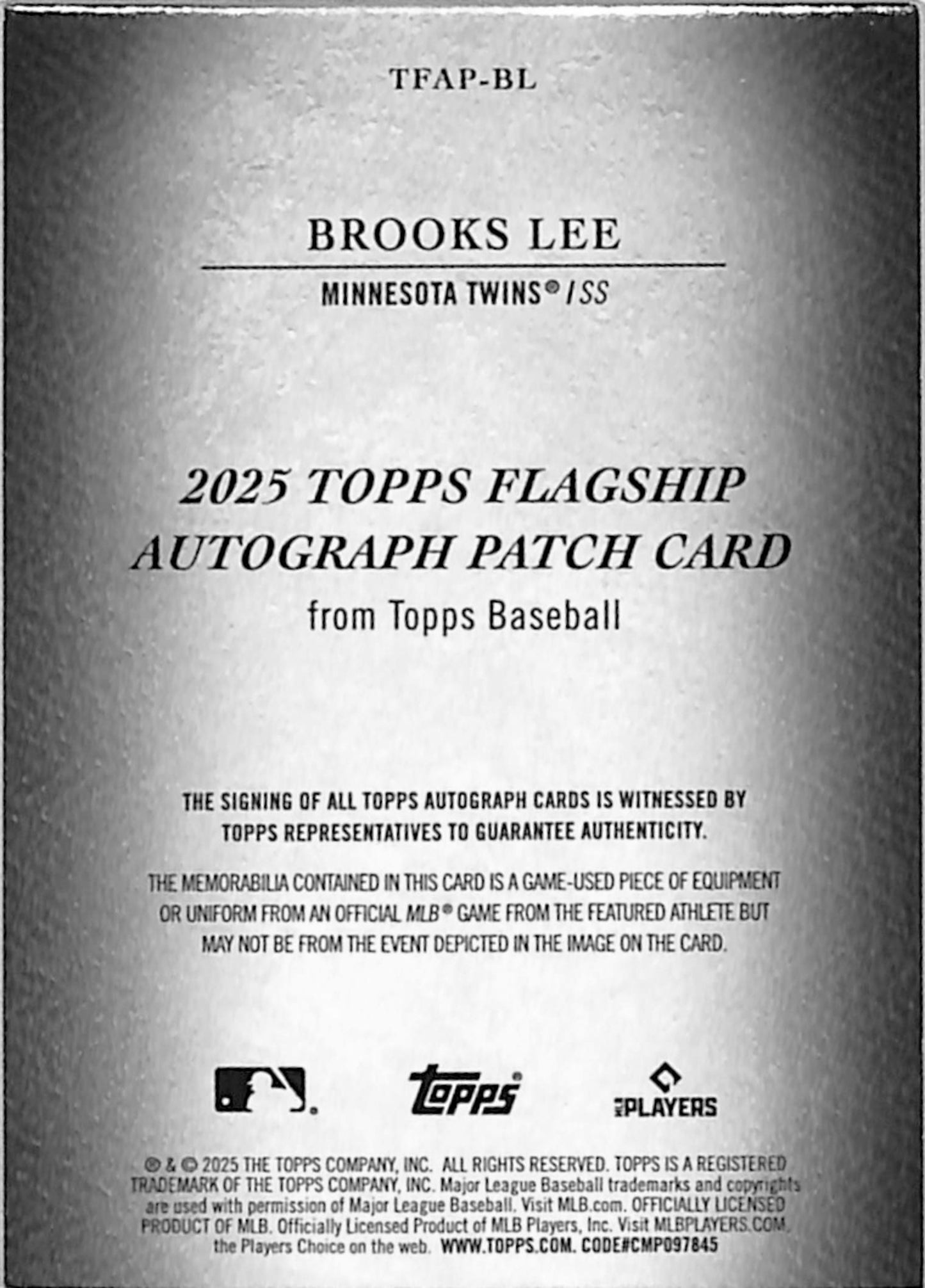 Brooks Lee 2025 Topps Flagship Rookie Patch Autograph #3/10