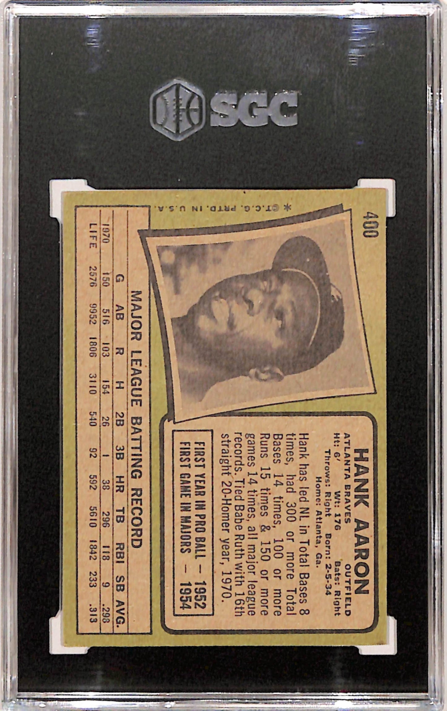 Hank Aaron 1971 Topps #400 SGC 5 EX