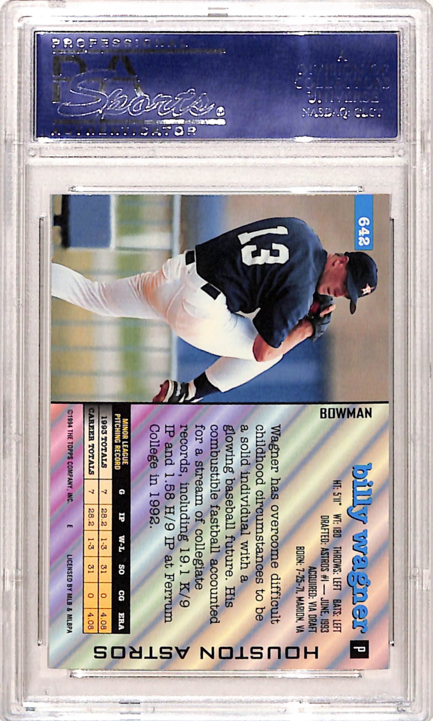 Billy Wagner 1994 Bowman Rookie #642 PSA 9 Mint 8715