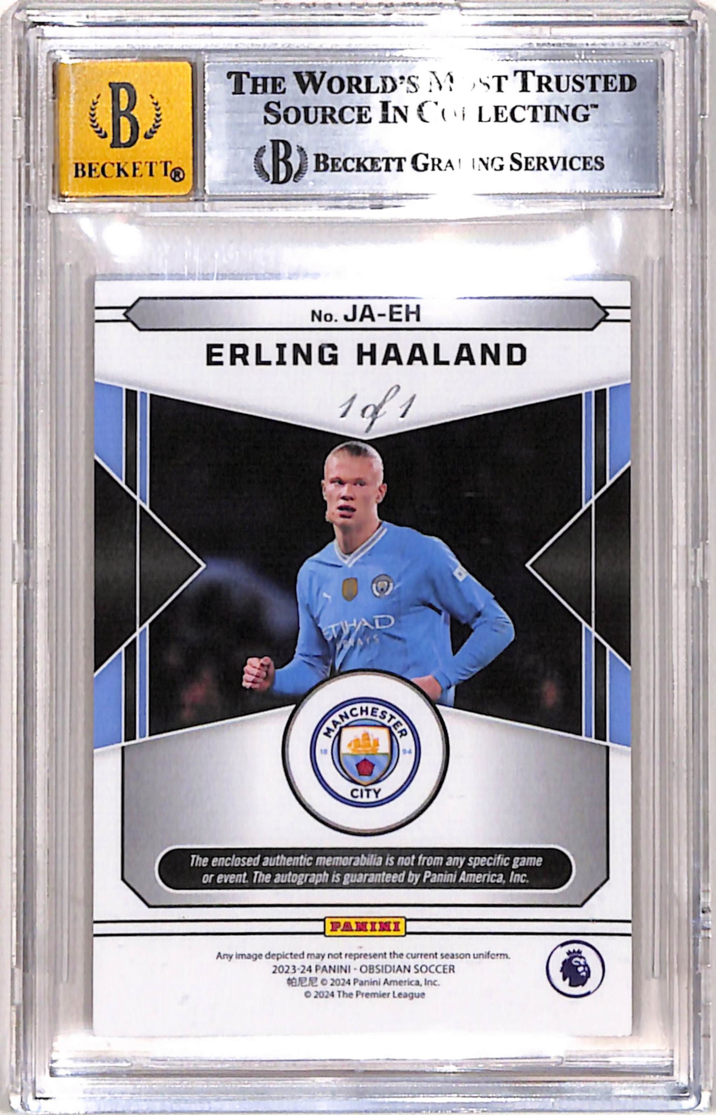 Erling Haaland 2023 Panini Obsidian Electric Etch 1/1 Patch BGS 6 Auto 10