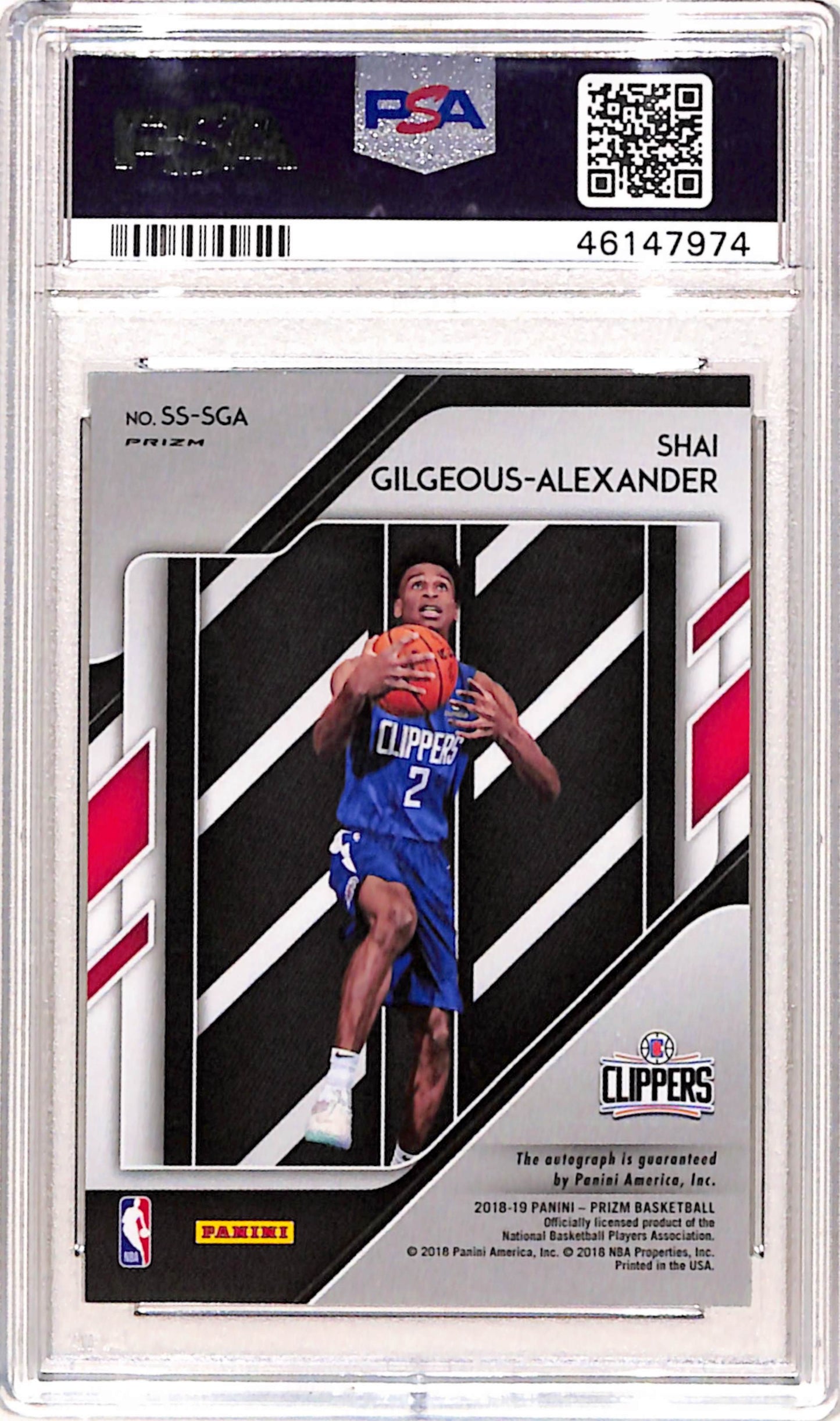 Shai Gilgeous-Alexander 2018 Panini Prizm Sensational Signatures Choice Auto PSA 10 Gem Mint
