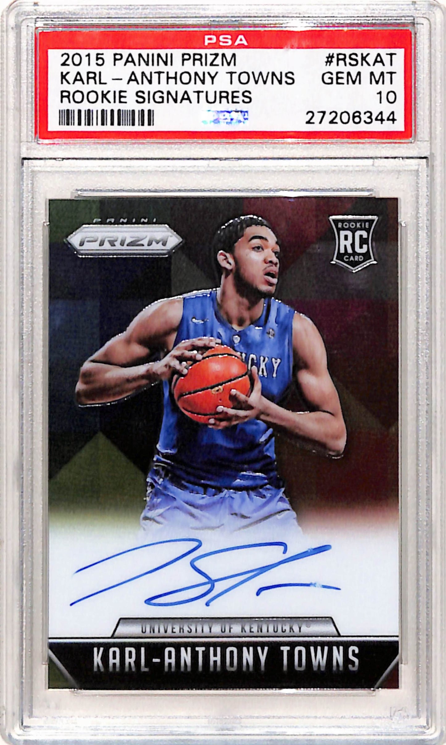 Karl-Anthony Towns 2015 Panini Prizm Rookie Signatures Auto PSA 10 Gem Mint