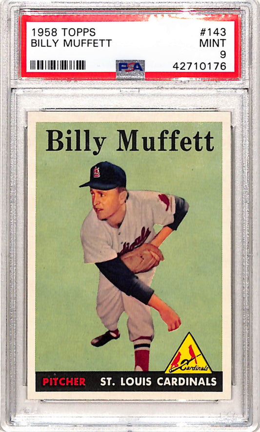 Billy Muffett 1958 Topps #143 PSA 9 Mint