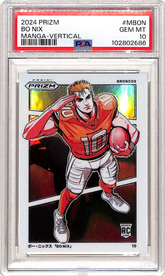 Bo Nix 2024 Panini Prizm Manga Rookie PSA 10 Gem Mint