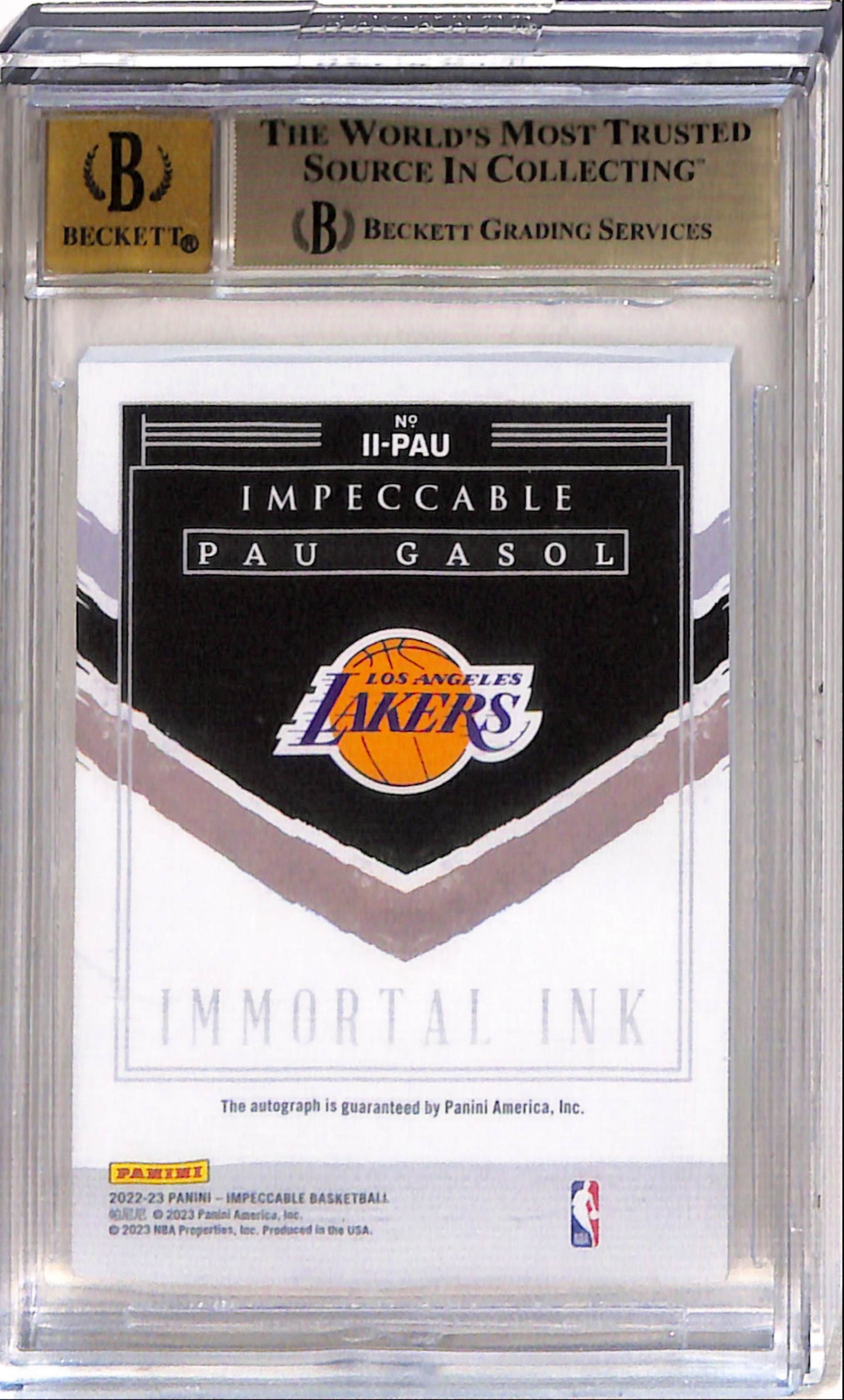 Paul Gasol 2022 Panini Impeccable Immortal Ink Gold Auto #10/10 BGS 9.5 Auto 10