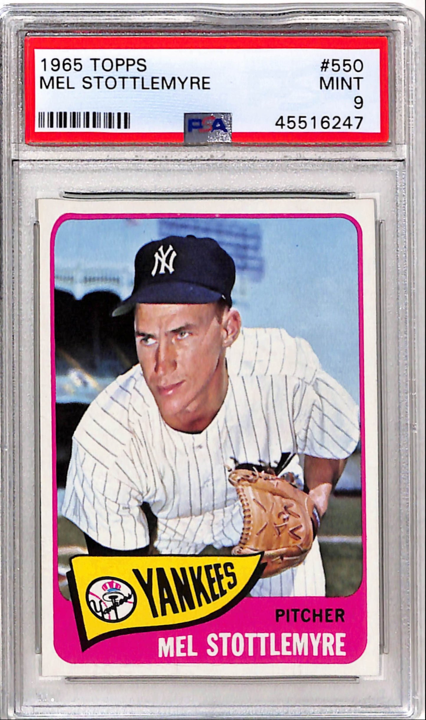 Mel Stottlemyre 1965 Topps #550 PSA 9 Mint