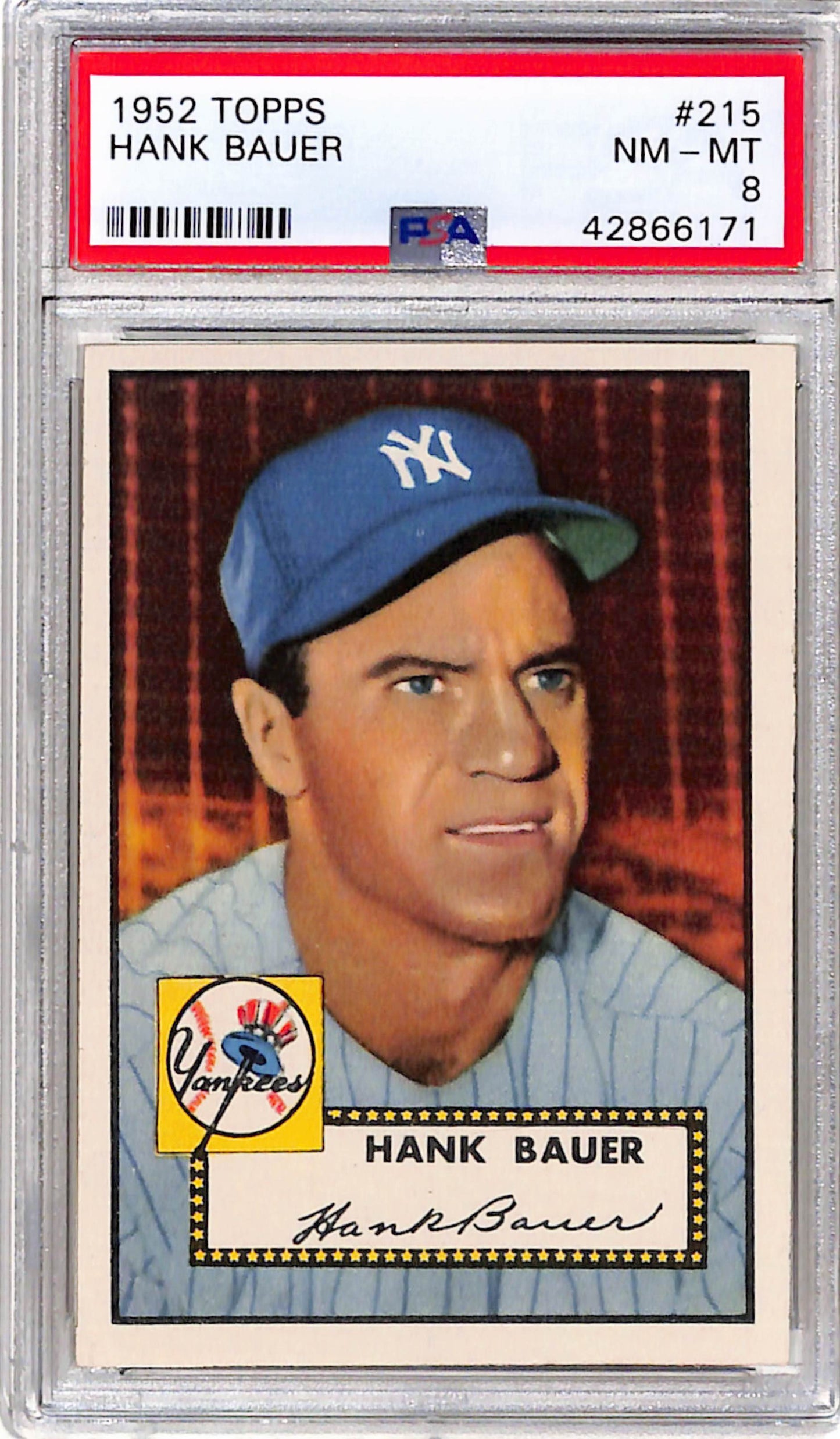 Hank Bauer 1952 Topps #215 PSA 8 Nm-Mint
