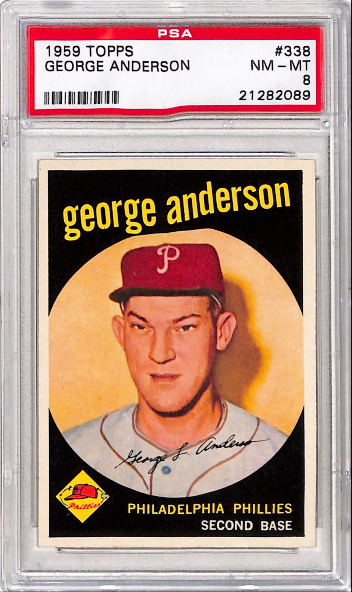 George Sparky Anderson 1959 Topps Rookie #338 PSA 8 Nm-Mint