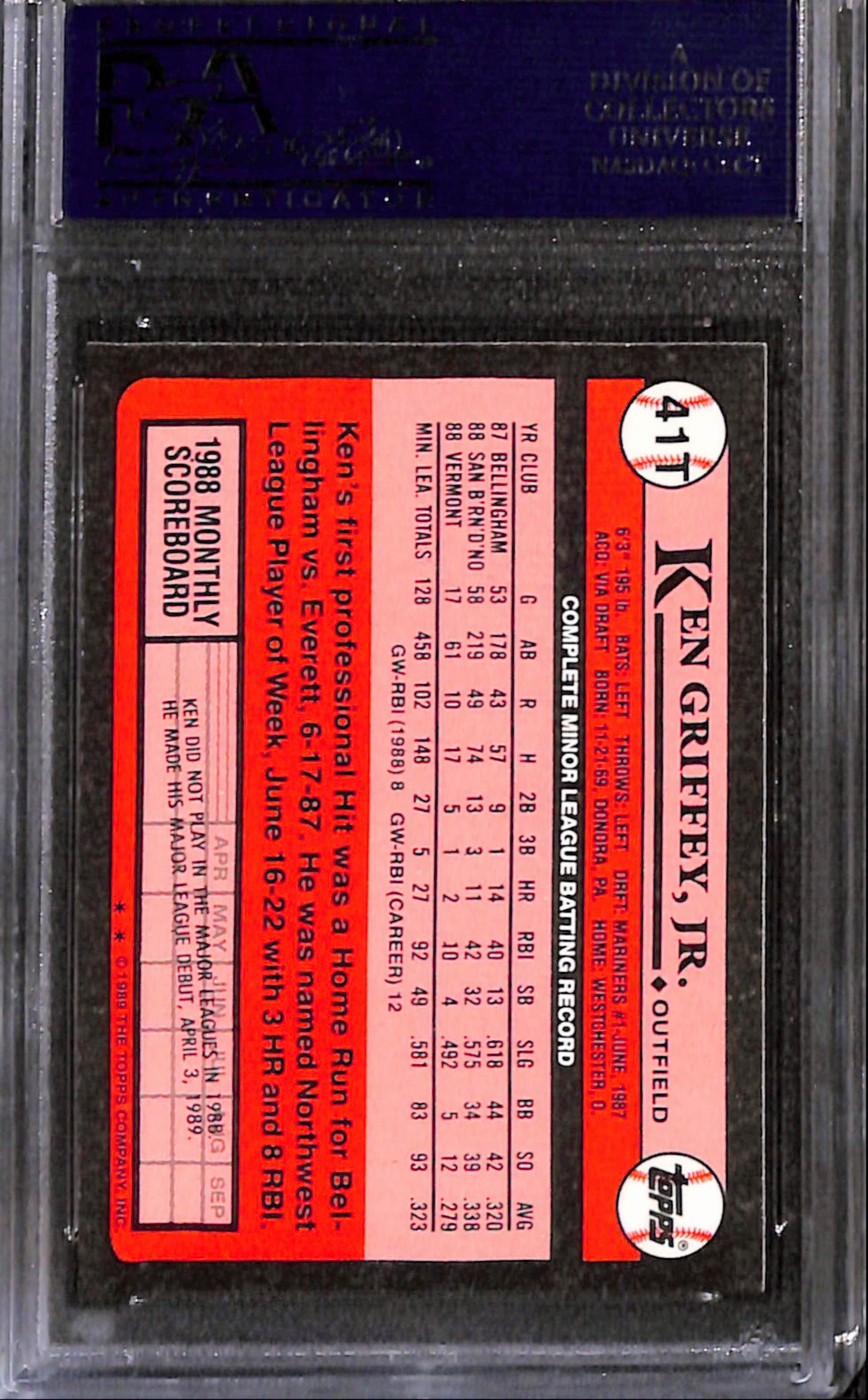 Ken Griffey Jr 1989 Topps Traded Tiffany Rookie #41T PSA 10 Gem Mint