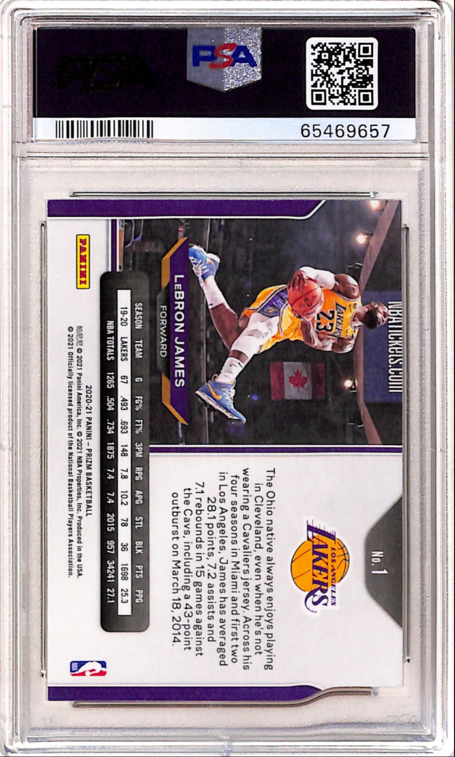 LeBron James 2020 Panini Prizm #1 PSA 10 Gem Mint 9657