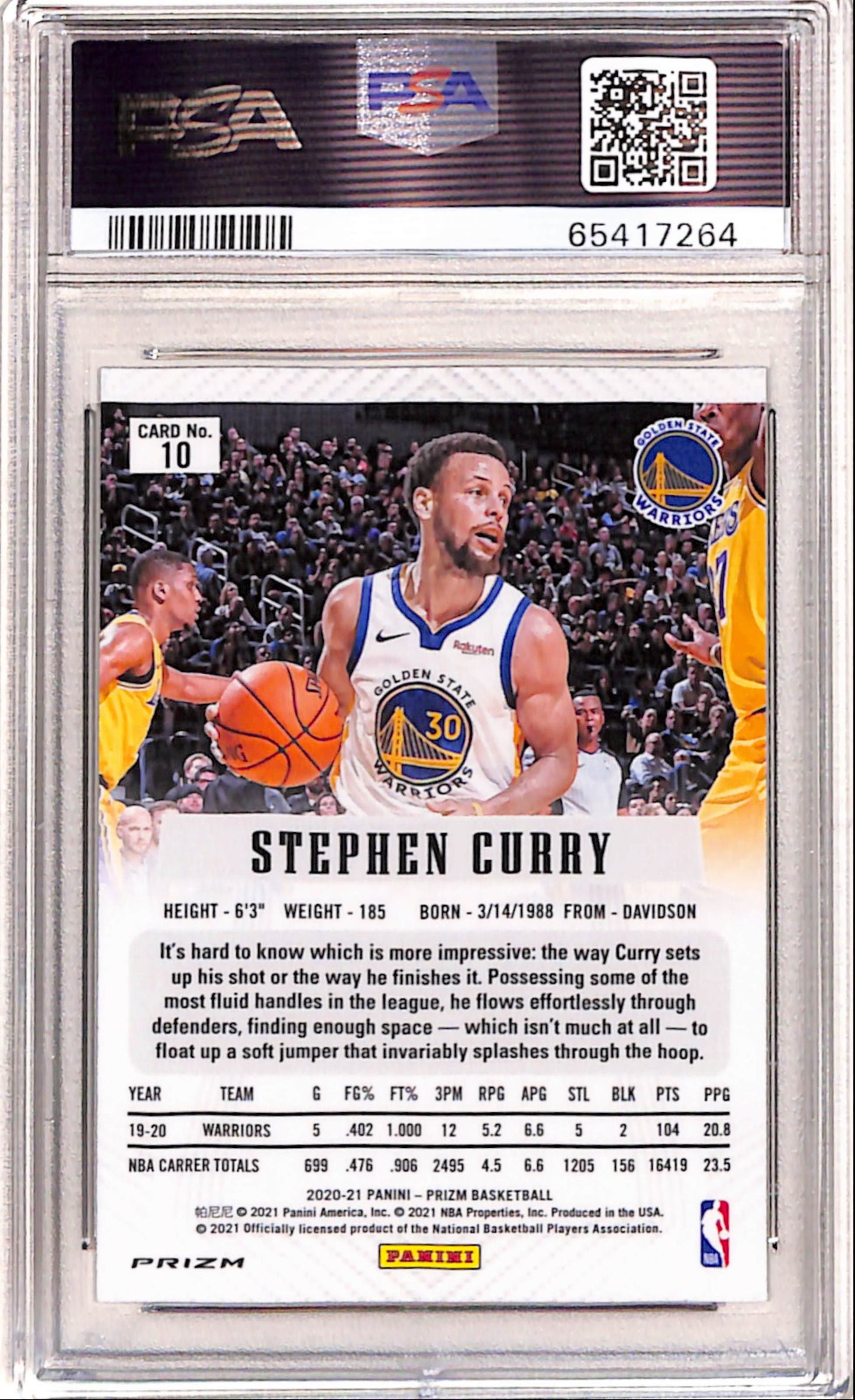 Steph Curry 2020 Panini Prizm Flashback #10 PSA 10 Gem Mint