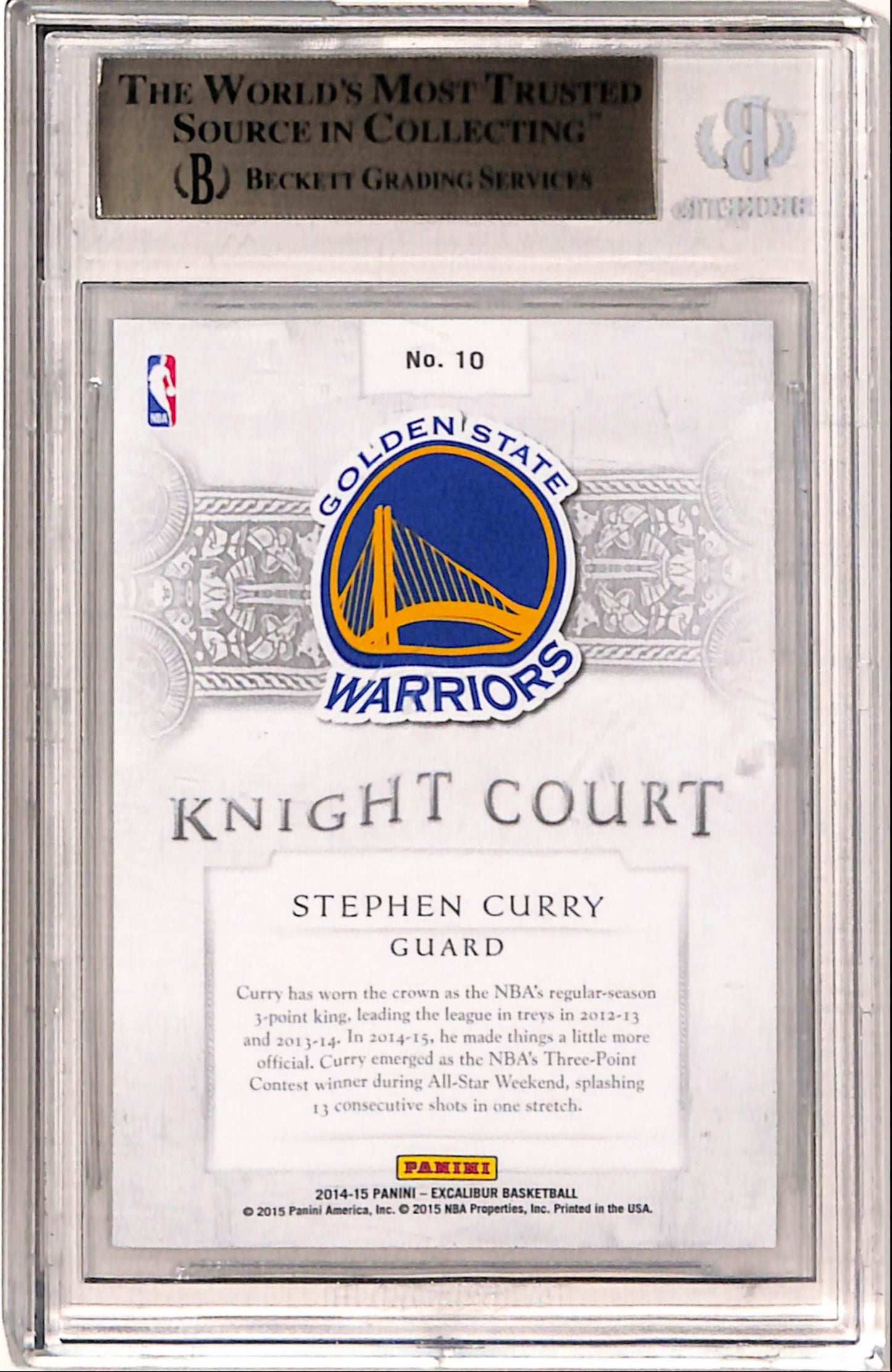 Steph Curry 2014 Panini Excalibur Knight Court Gold #4/10 BGS 9.5 Gem Mint