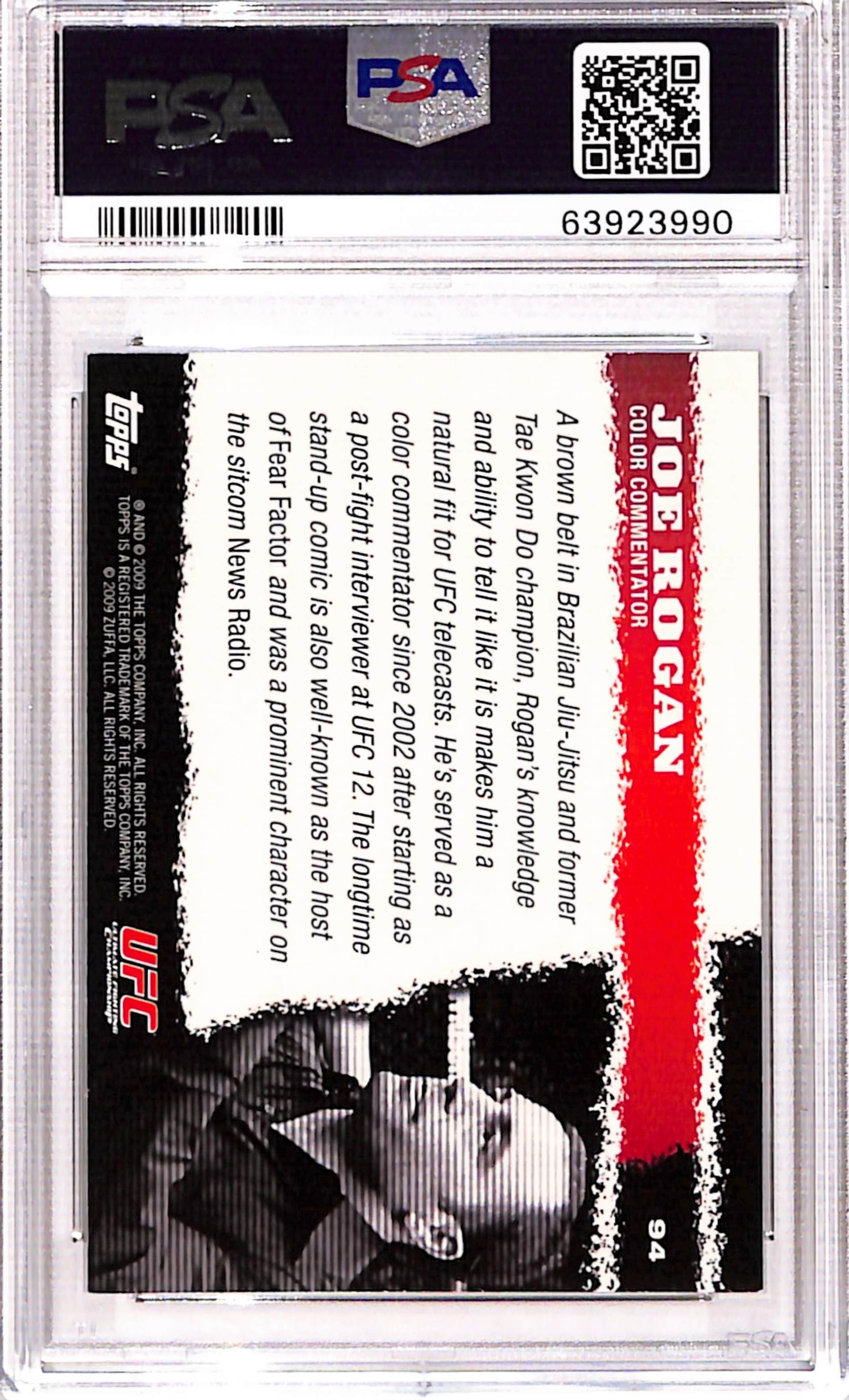 Joe Rogan 2009 Topps UFC Round 1 #94 PSA 8 NM-MINT