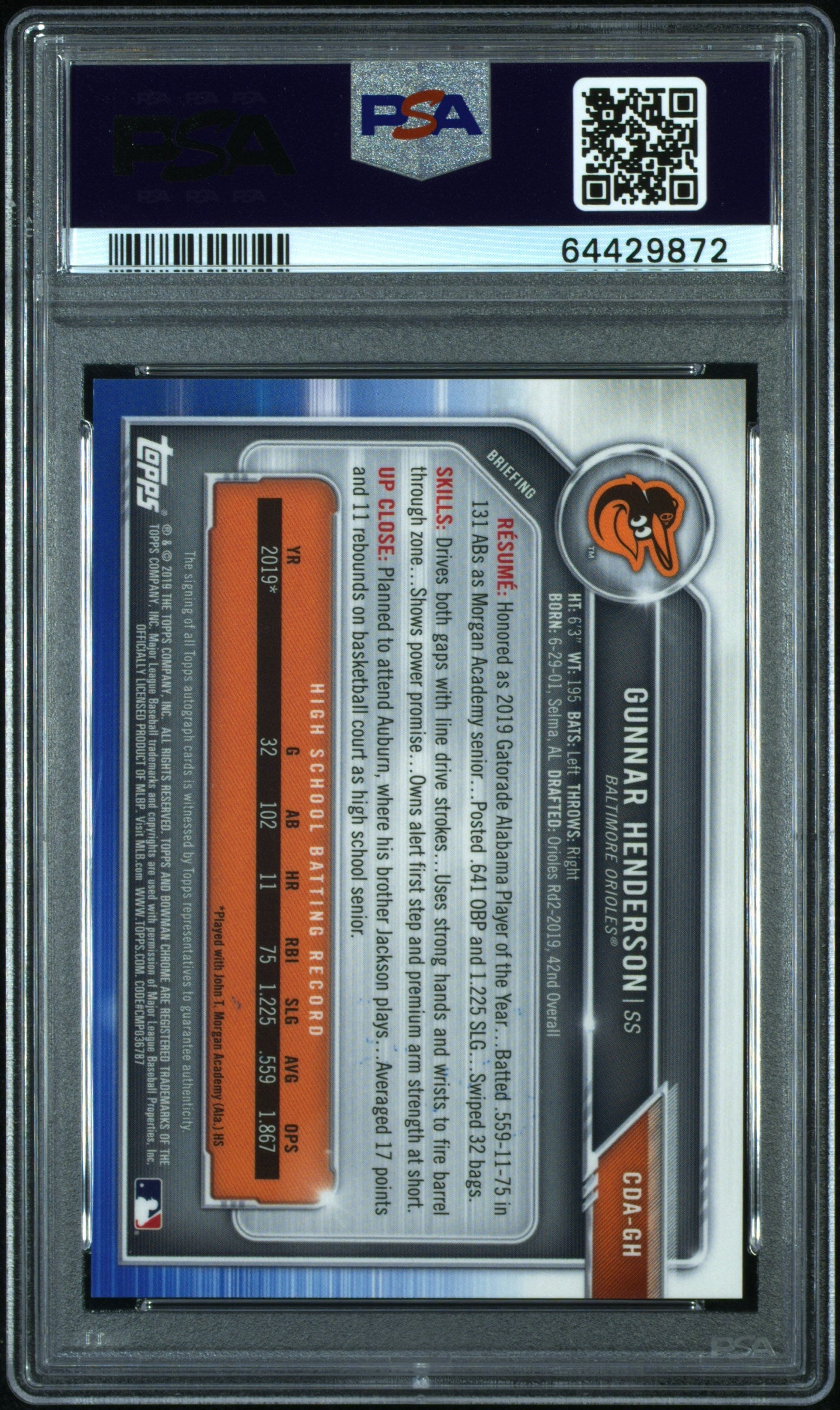 Juan Soto 2020 Topps Brooklyn Collection Orange Auto #12/20 PSA 10 Auto 10