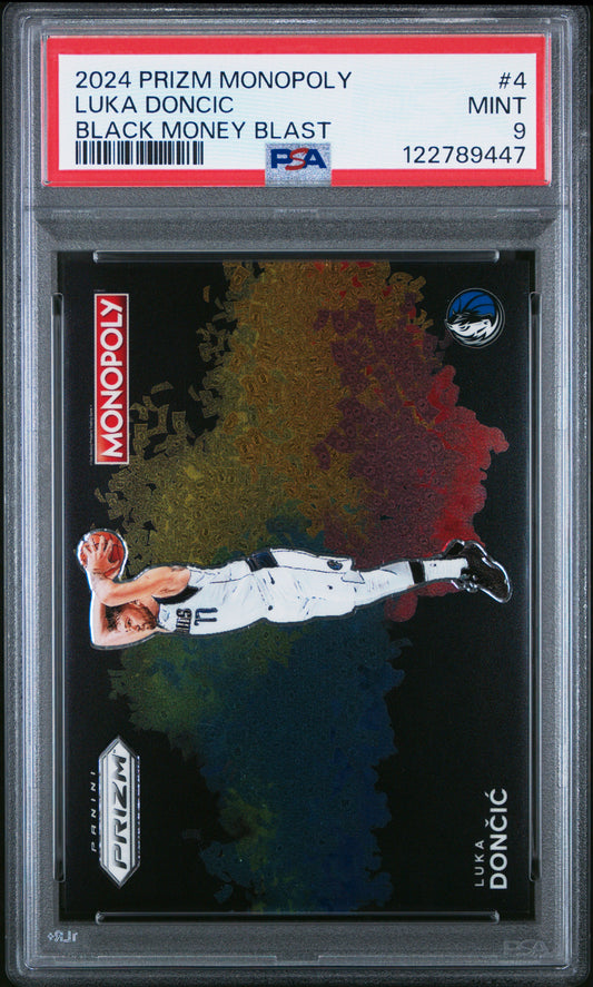 Luka Doncic 2024 Panini Prizm Monopoly Black Money Blast PSA 9 Mint