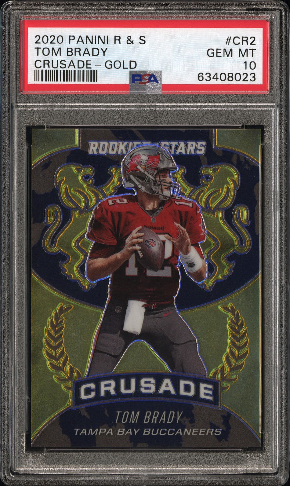 Tom Brady 2020 Panini Rookies and Stars Crusade Gold #5/10 PSA 10 Gem Mint