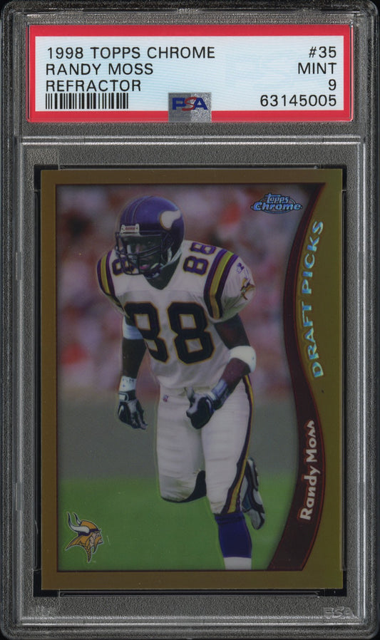 Randy Moss 1998 Topps Chrome Refractor Rookie #35 PSA 9 Mint