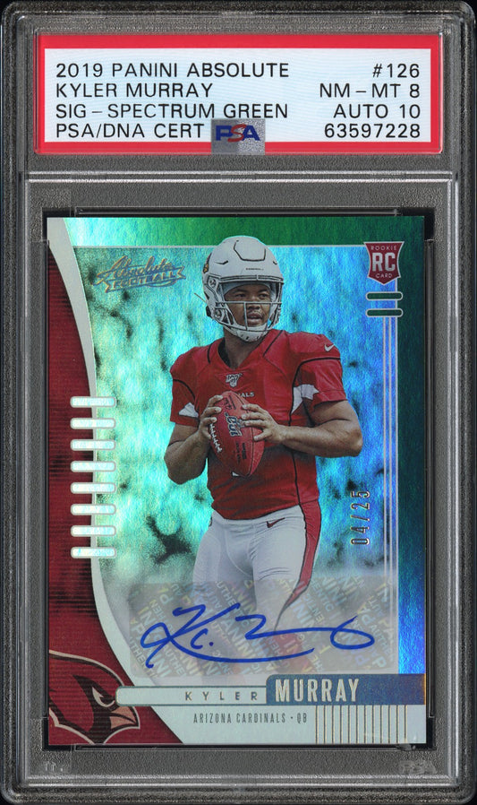 Kyler Murray 2019 Panini Absolute Spectrum Green Auto #4/25 PSA 8 Auto 10