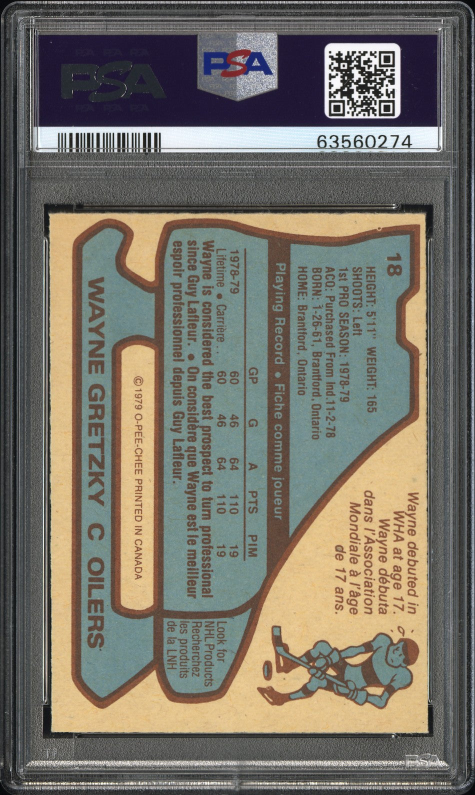 Wayne Gretzky 1979 O-Pee-Chee #18 PSA 6 OC Ex-Mint
