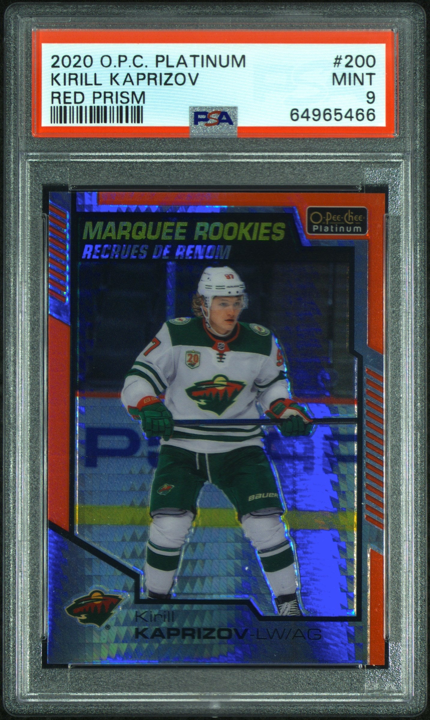 Kirill Kaprizov 2020 OPC Platinum #200 Red Prism PSA 9 Mint