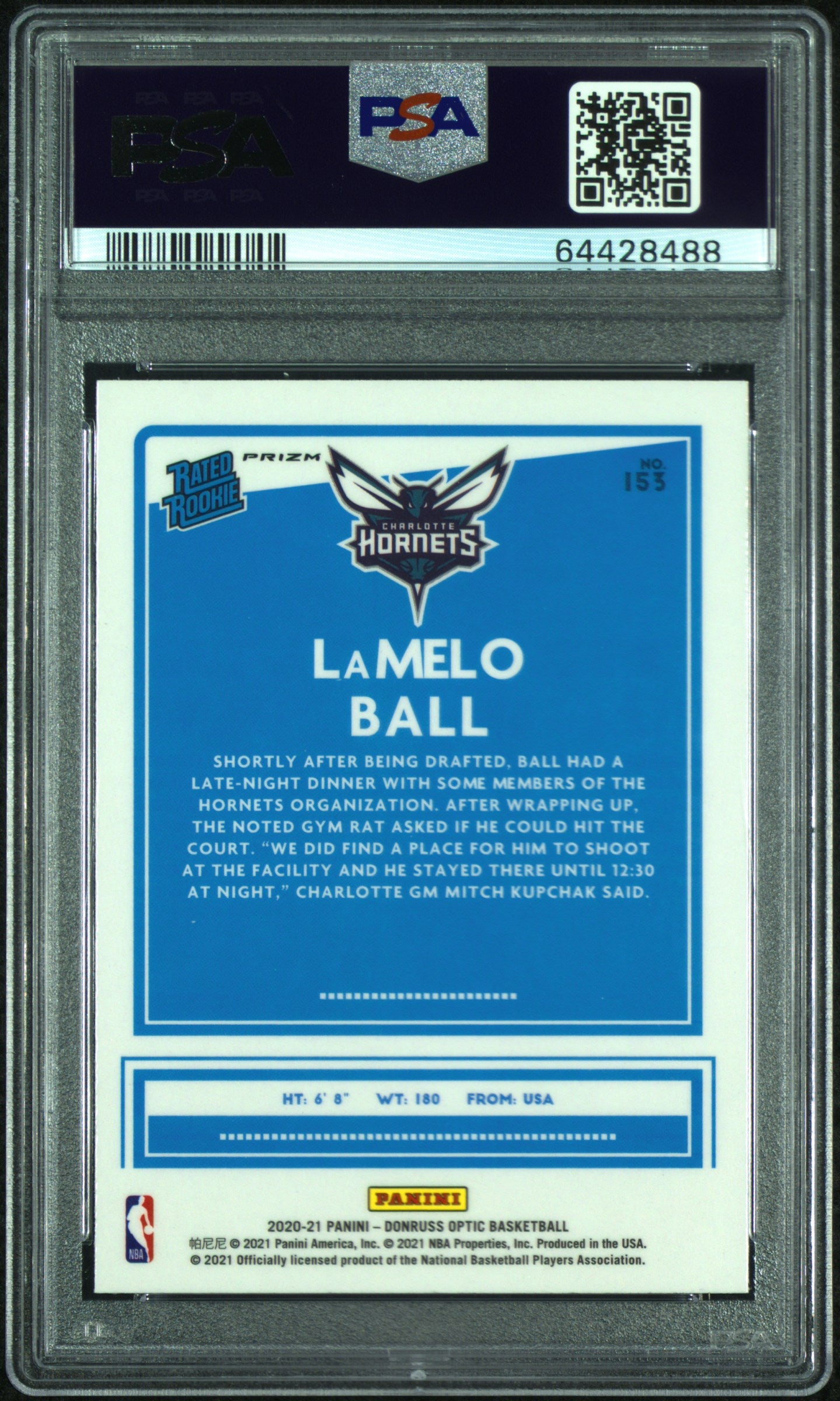 LaMelo Ball 2020 Donruss Optic Blue Velocity Rookie #153 PSA 10 Gem Mint