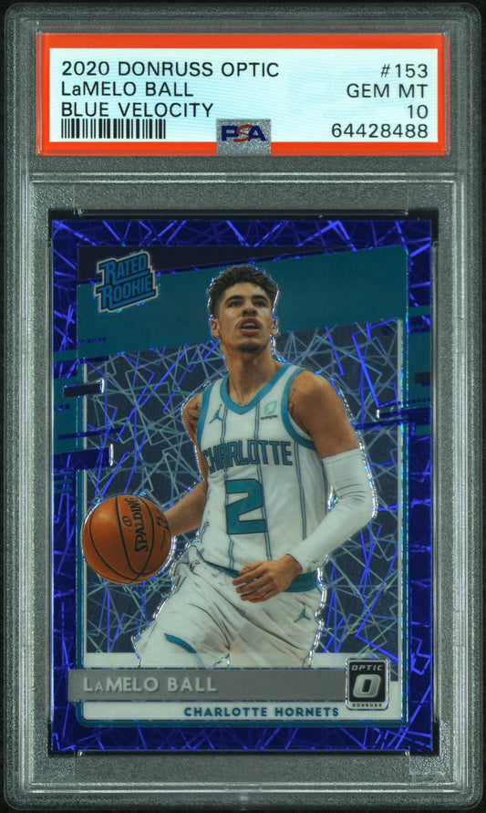 LaMelo Ball 2020 Donruss Optic Blue Velocity Rookie #153 PSA 10 Gem Mint