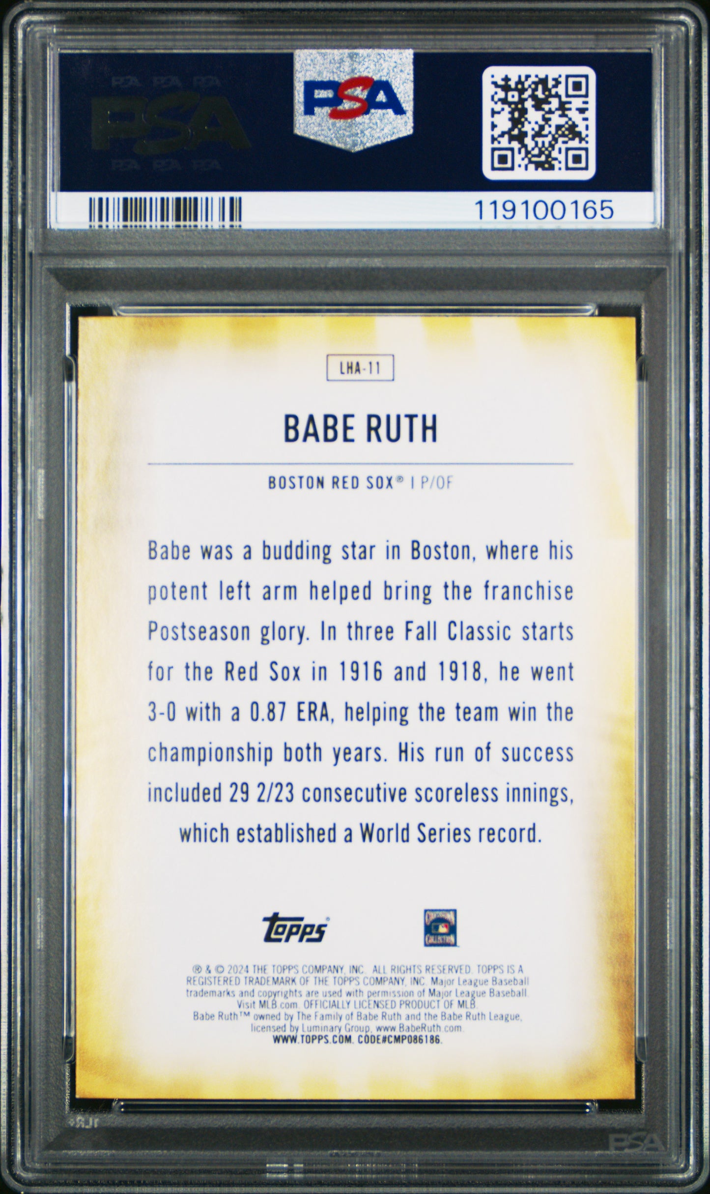Babe Ruth 2024 Topps Home Field Advantage PSA 8 Nm-Mint