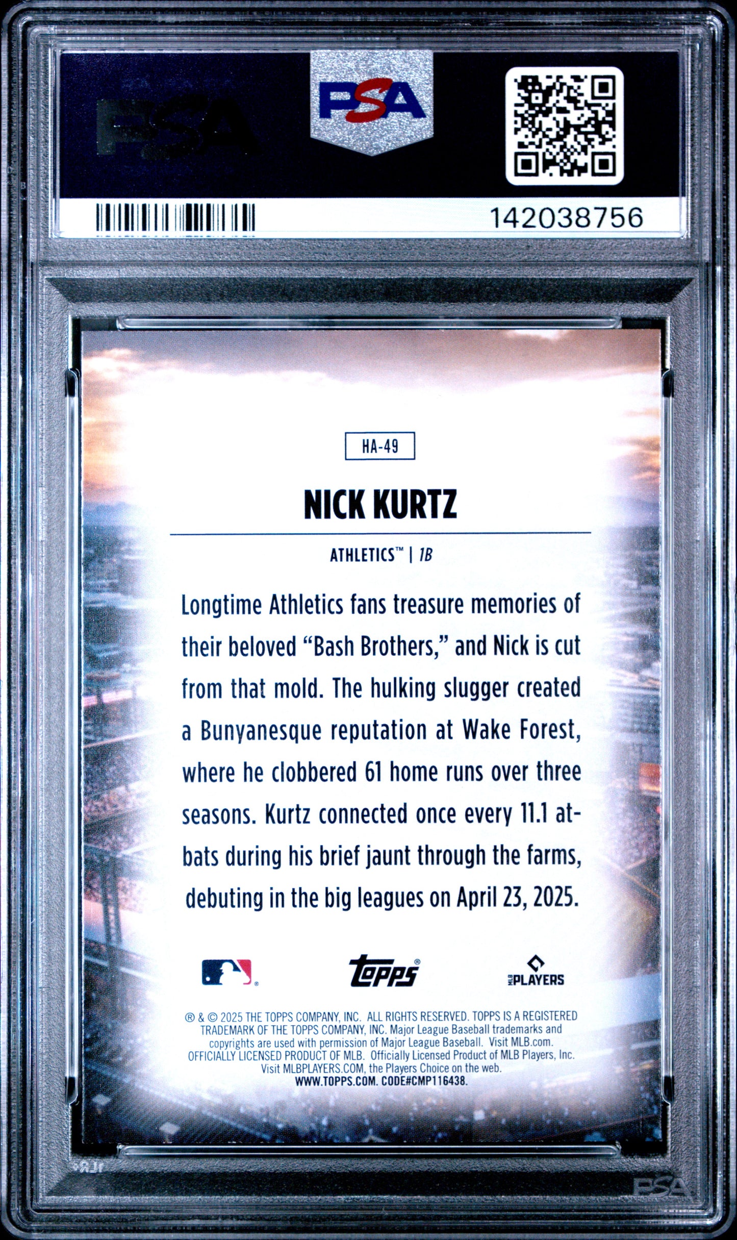 Nick Kurtz 2025 Topps Update Home Field Advantage PSA 10 Gem Mint