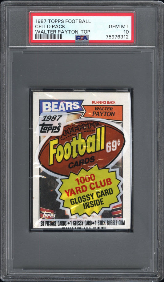 1987 Topps Football Cello Pack Walter Payton on Top PSA 10 Gem Mint