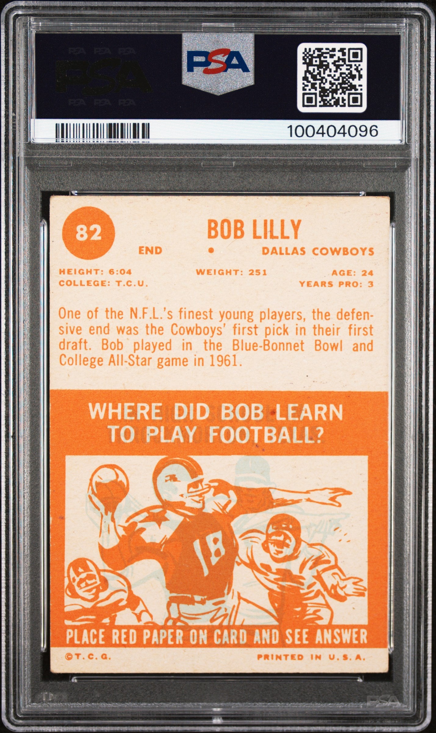 Bob Lilly 1963 Topps #82 PSA 3 Very Good