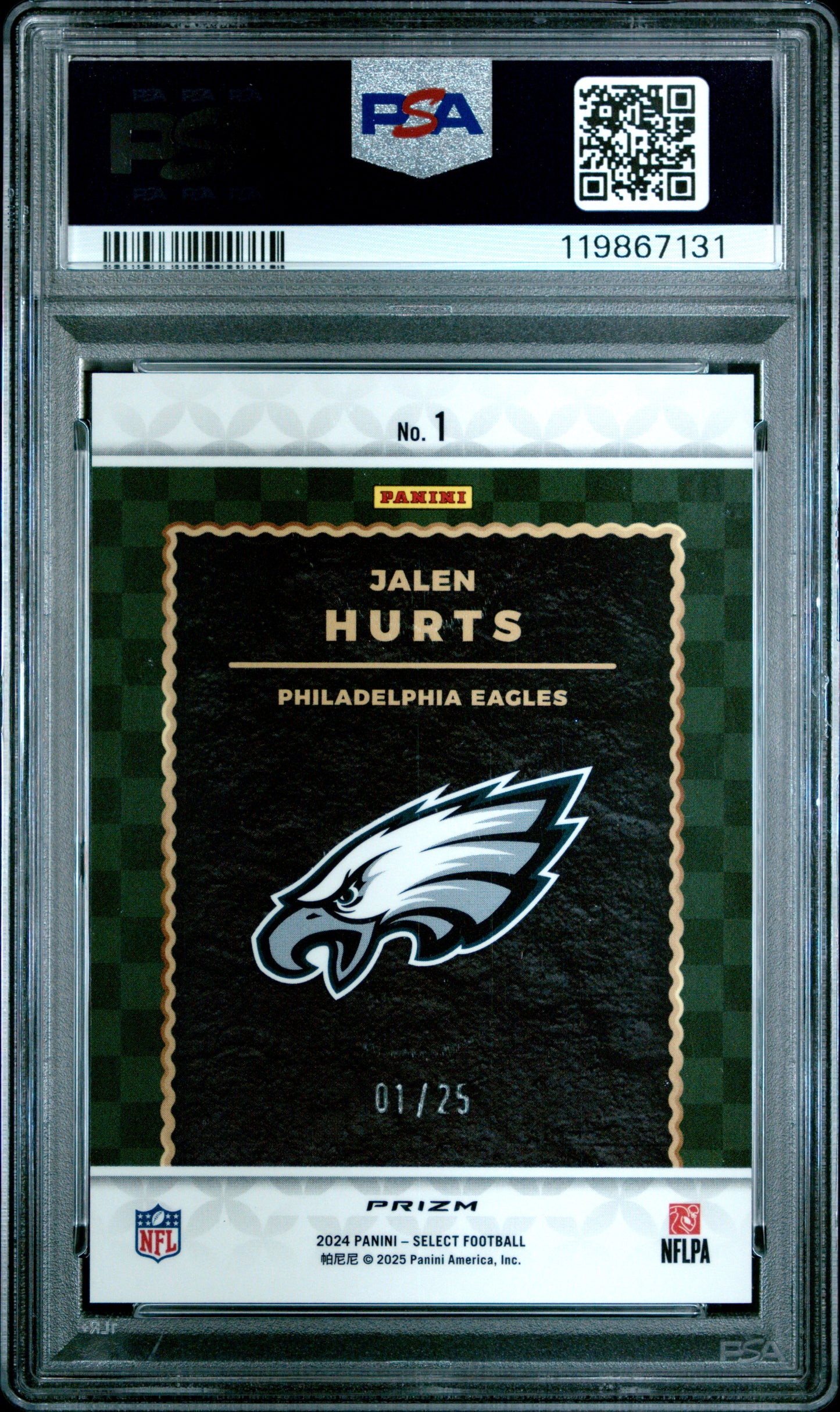Jalen Hurts 2024 Panini Select TB Tie-Dye Prizm #1/25 PSA 9 Mint