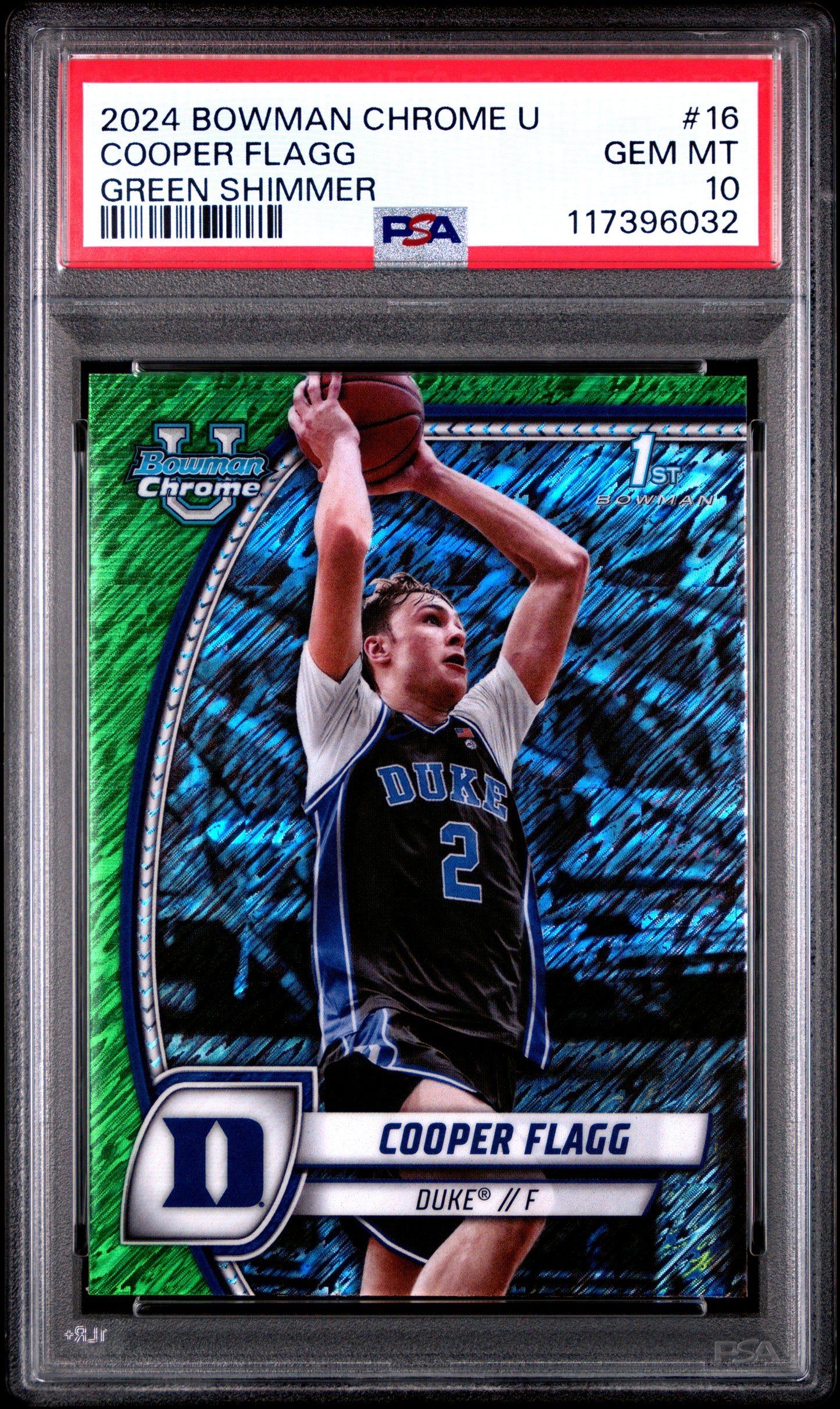 Cooper Flagg 2024 Bowman Chrome U #18 Green Shimmer PSA 10 Gem Mint 6032